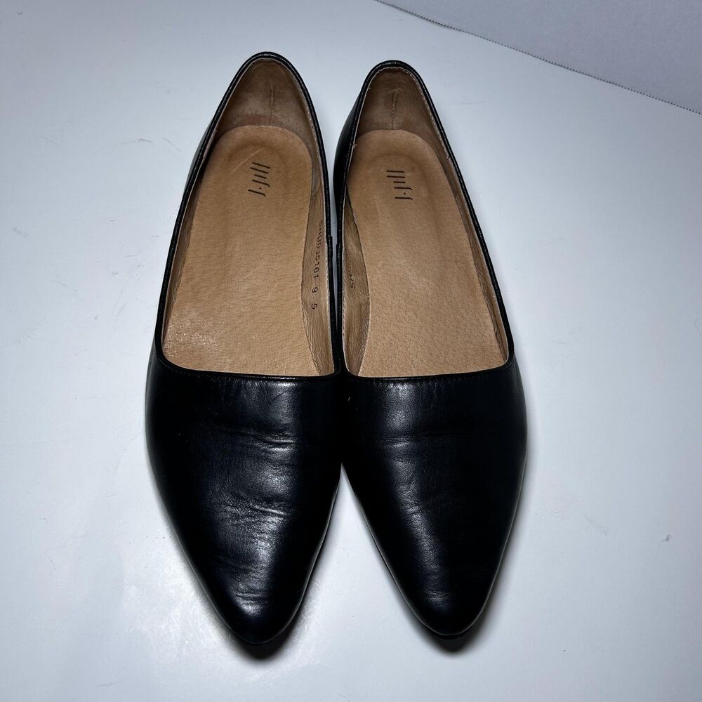 J. Jill Flat Shoes Women's Size 9.5 Black Leather Pointed Toe Slip On Comfort